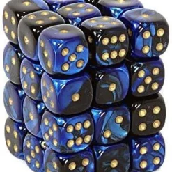 Chessex : 12mm D6 Black-Blue/Gold