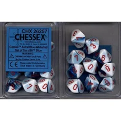 Chessex : Gamini Astral Blue-white/red D10