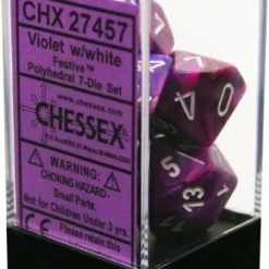 Chessex : Polyhedral 7-die Set Violet W/white Gaming Accessories