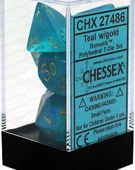Chessex : Polyhedral 7-die Set Borealis Teal/Gold