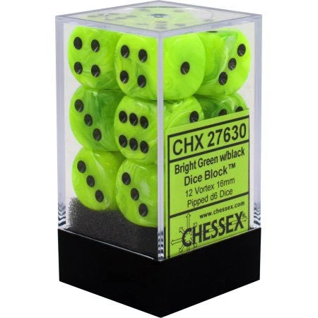 Gaming Accessories Chessex : 16mm D6 Set Bright Green/Black 3 Gaming Accessories Chessex : 16mm D6 Set Bright Green/Black