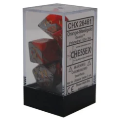Gaming Accessories Chessex : Polyhedral 7-die Set Orange-Steel/Gold