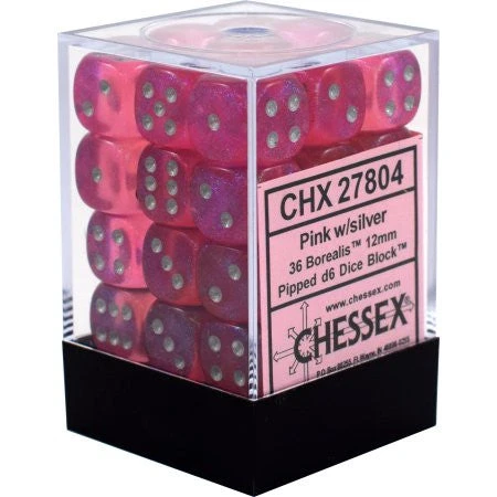 Gaming Accessories Chessex : 12mm D6 Set Pink/Silver 3 Gaming Accessories Chessex : 12mm D6 Set Pink/Silver