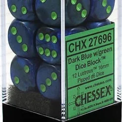 Chessex : 16mm D6 Set Lustrous Dark Blue/Green