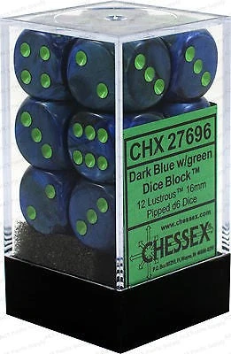 Chessex : 16mm D6 Set Lustrous Dark Blue/Green 3 Chessex : 16mm D6 Set Lustrous Dark Blue/Green