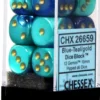 Chessex : 16mm D6 Set Blue-Teal/Gold 2 Chessex : 16mm D6 Set Blue-Teal/Gold