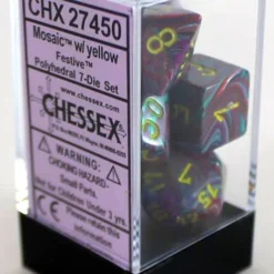 Chessex : Polyhedral 7-die Set Mosaic/Yellow Festive Gaming Accessories