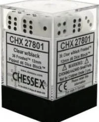 Chessex : 12mm D6 Set Clear W/black Frosted Gaming Accessories