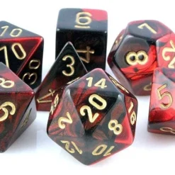 Chessex : Polyhedral 7-die Set Black-Red/Gold Gaming Accessories