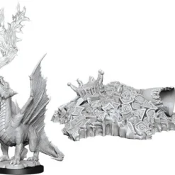 Wizkids Dungeons & Dragons Nolzur`s Marvelous Unpainted Miniatures: W11 Gold Dragon Wyrmling & Small Treasure Pile