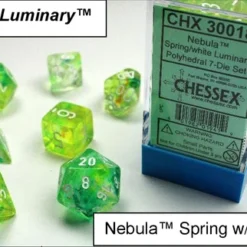 Chessex : Nebula Spring/White 7 Dice Set Gaming Accessories