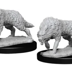 Wizkids Deep Cuts Unpainted Miniatures: Timber Wolf (2) (New Arrival) Hobby Products