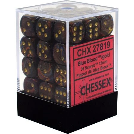 Chessex : 12mm D6 Set Blue Blood/Gold 3 Chessex : 12mm D6 Set Blue Blood/Gold