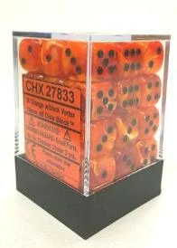 Chessex : 12mm D6 Set Orange W/Black Gaming Accessories 3 Chessex : 12mm D6 Set Orange W/Black Gaming Accessories