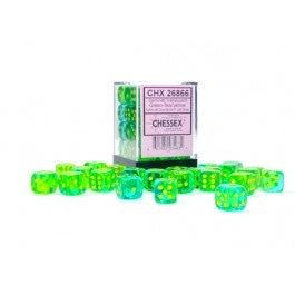 Chessex : 12mm D6 Gemini Translucent Green-Teal/Yellow 3 Chessex : 12mm D6 Gemini Translucent Green-Teal/Yellow