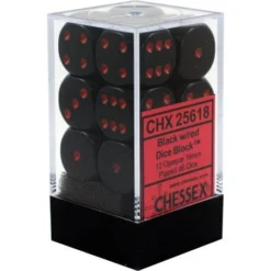 Chessex : 16mm D6 Set Black/Red Gaming Accessories