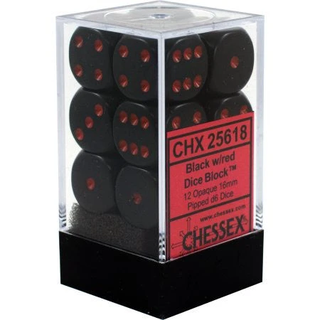 Chessex : 16mm D6 Set Black/Red Gaming Accessories 3 Chessex : 16mm D6 Set Black/Red Gaming Accessories