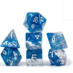 Gate Keeper Games Halfsies Glitter : Blue - 7 Dice Set