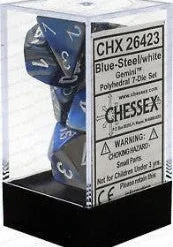 Chessex : Polyhedral 7-die Set Blue-Steel/White