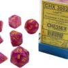 Chessex : Leaf Fuschia/Yellow 7 Dice Set Gaming Accessories 1 Chessex : Leaf Fuschia/Yellow 7 Dice Set Gaming Accessories