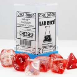Chessex : Lab Dice - Polyhedral 7-die Set Nebula Red/Silver