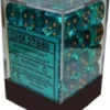 Chessex : 12mm D6 Set Teal/gold Gaming Accessories 2 Chessex : 12mm D6 Set Teal/gold Gaming Accessories
