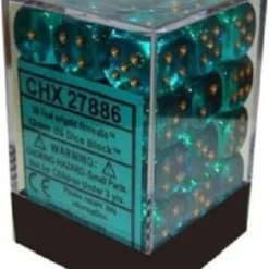 Chessex : 12mm D6 Set Teal/gold Gaming Accessories