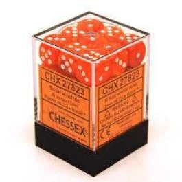 Chessex : 12mm D6 Set Solar W/White Gaming Accessories 3 Chessex : 12mm D6 Set Solar W/White Gaming Accessories