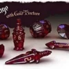 Tabletop Tycoon The Rogue 7-dice Set - Roguish Rouge & Gold Tincture