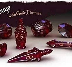 Tabletop Tycoon The Rogue 7-dice Set - Roguish Rouge & Gold Tincture