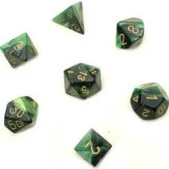 Chessex : Polyhedral 7-die Set Black-Green/Gold Gaming Accessories