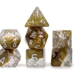 Gate Keeper Games Halfsies Glitter : Gold - 7 Dice Set