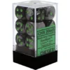 Chessex : 16mm D6 Set Black-Grey/Green 2 Chessex : 16mm D6 Set Black-Grey/Green