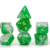 Gate Keeper Games Halfsies Glitter : Green - 7 Dice Set