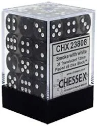 Chessex : 12mm D6 Set Smoke W/white