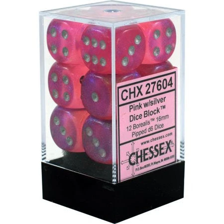 Gaming Accessories Chessex : 16mm D6 Set Pink/Silver 3 Gaming Accessories Chessex : 16mm D6 Set Pink/Silver