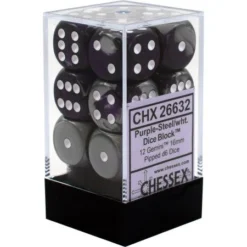 Chessex : 16mm D6 Set Purple-Steel/White