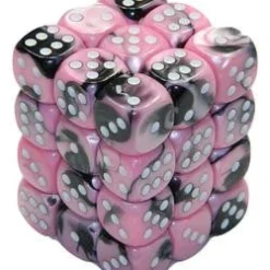 Chessex : 12mm D6 Set Black-Pink/White Gaming Accessories