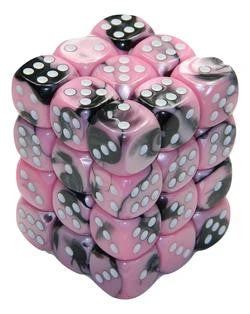 Chessex : 12mm D6 Set Black-Pink/White Gaming Accessories 4 Chessex : 12mm D6 Set Black-Pink/White Gaming Accessories