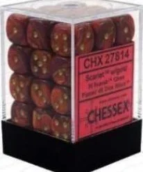 Chessex : 12mm D6 Set Scarlet W/Gold