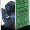 Chessex : Polyhedral 7-die Set Dark Blue W/Green 2 Chessex : Polyhedral 7-die Set Dark Blue W/Green