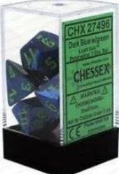 Chessex : Polyhedral 7-die Set Dark Blue W/Green
