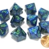 Chessex : Dark Blue W/green Set Of Ten D10 Dice 1 Chessex : Dark Blue W/green Set Of Ten D10 Dice