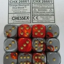 Gaming Accessories Chessex : 16mm D6 Set Steel/Gold