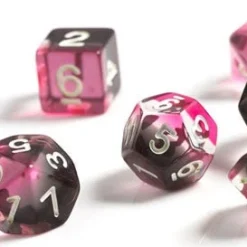 Sirius Dice Set - Semi-Translucent Pink, Clear, & Black