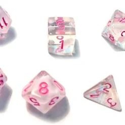 Sirius Dice Set - Semi-Translucent White Cloud With Pink