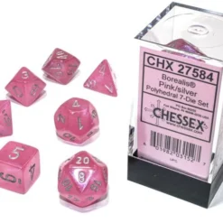Chessex : Polyhedral 7-die Set Pink/Silver