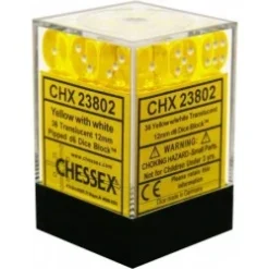 Chessex : 12mm D6 Set Yellow W/white